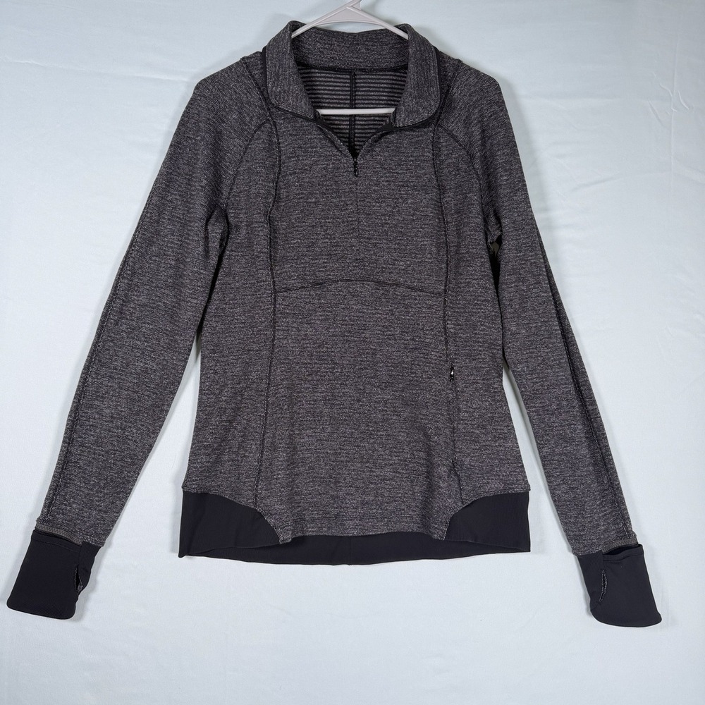 Lululemon Size-12 Womens Runderful Black Heather 1/2 Zip Pullover Sweater